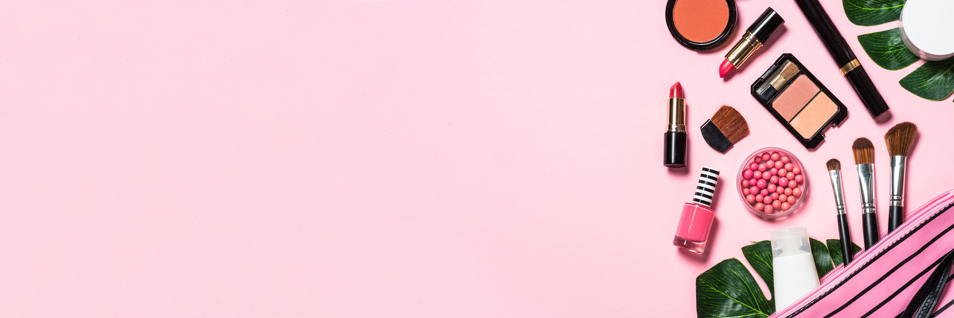 Cosmetics on Pink Background